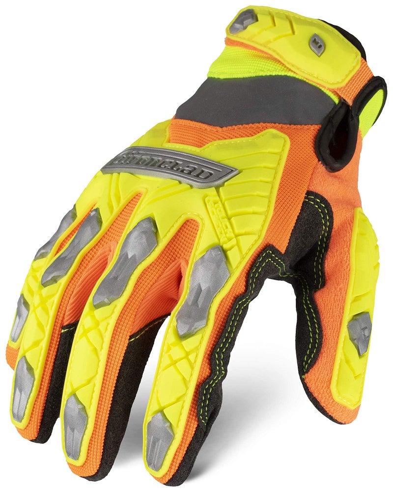 Ironclad Command Impact Work Gloves; Touch Screen Gloves Conductive Palm & Fingers, Impact Protection, Machine Washable, Sized S, M, L, XL, XXL (1 Pair), Hi-viz Yellow & Orange (IEX-HZIL1-04-L) - Image 1